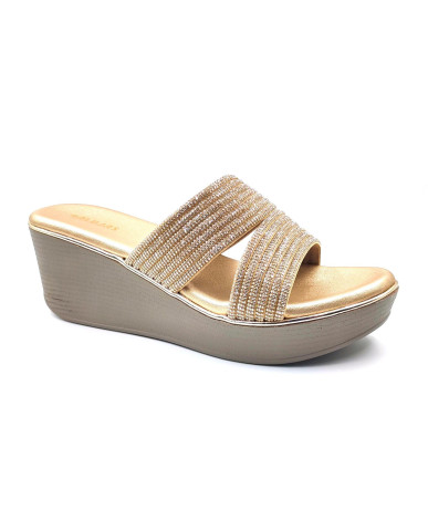 11521: Balujas Gold Wedge Heel Slipper