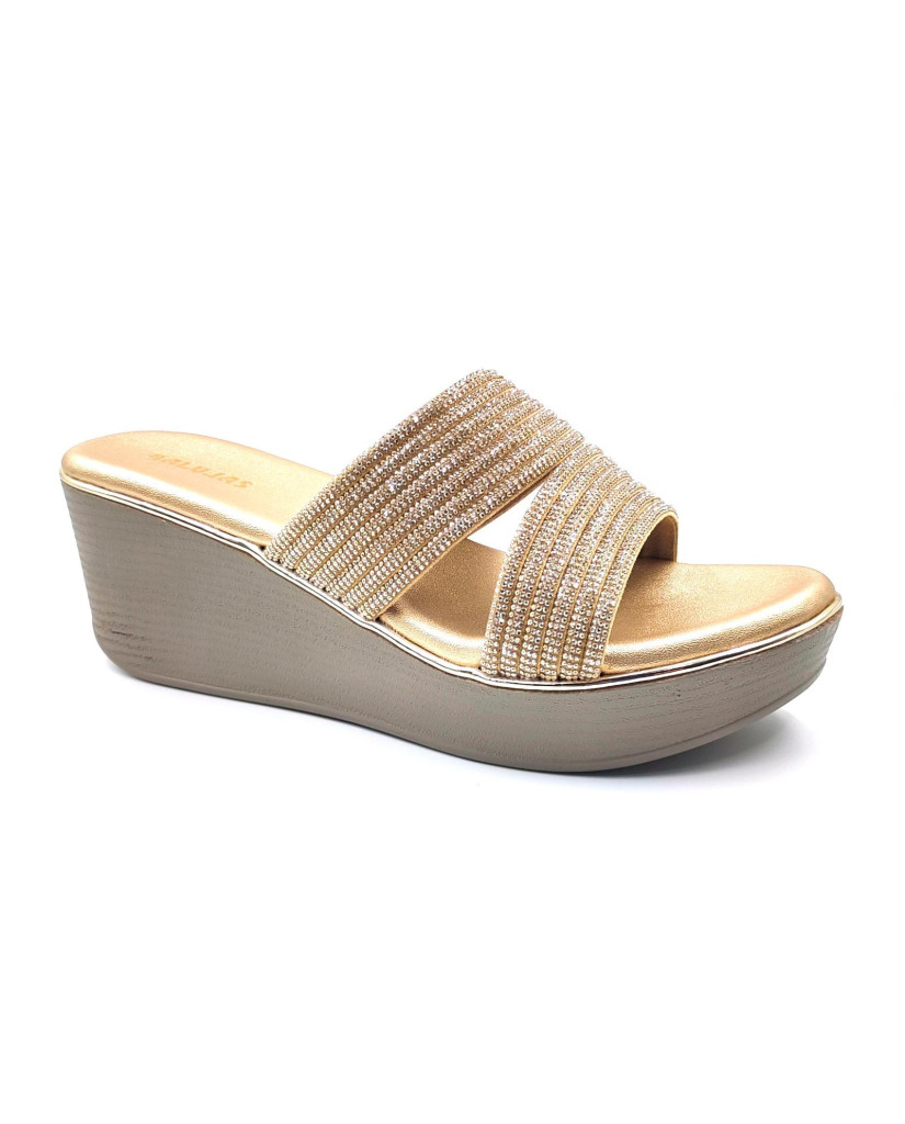 11521: Balujas Gold Wedge Heel Slipper