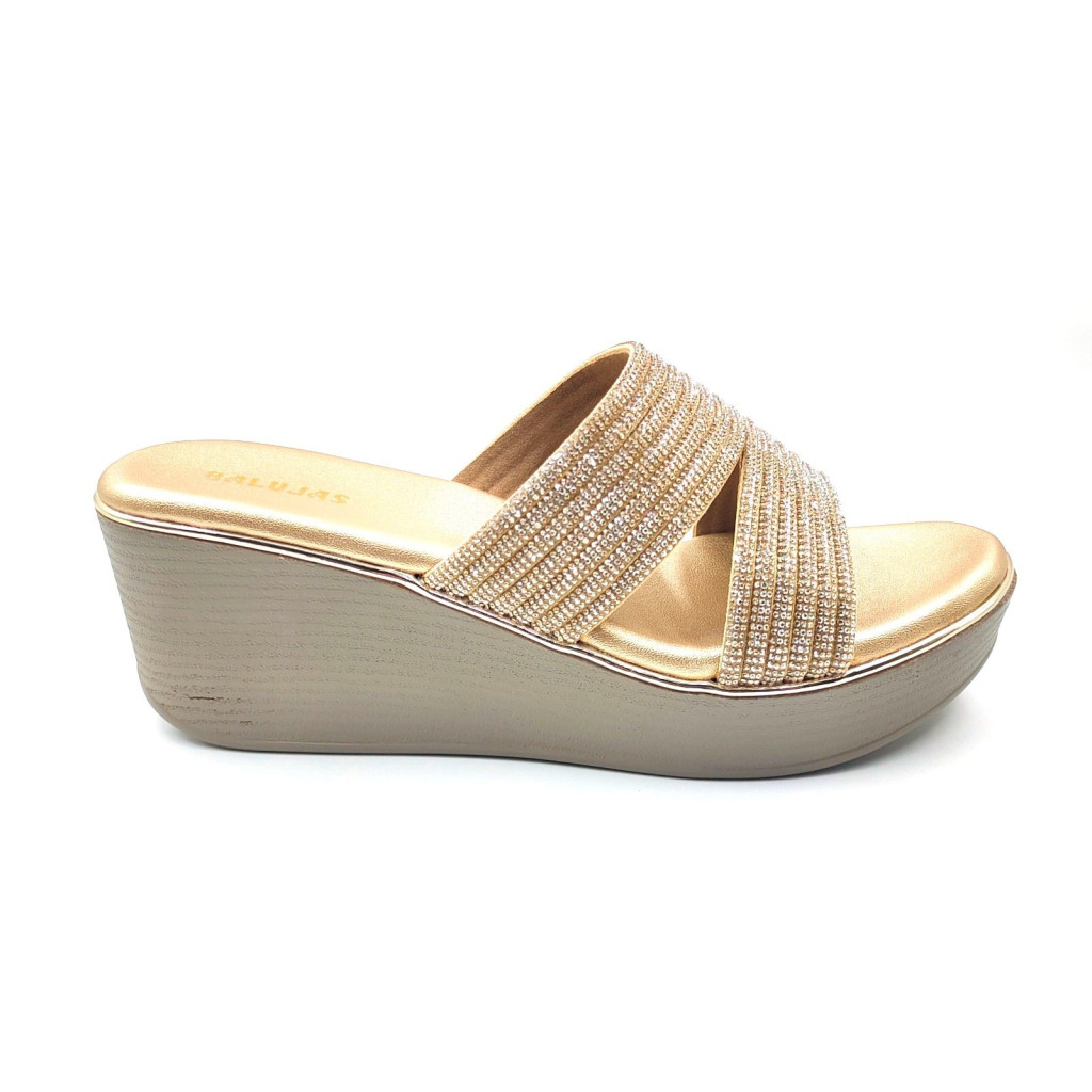 11521: Balujas Gold Wedge Heel Slipper