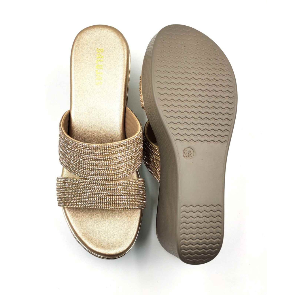11521: Balujas Gold Wedge Heel Slipper