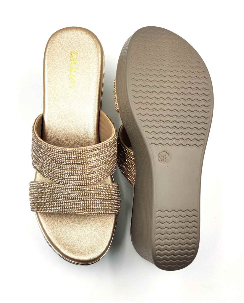 11521: Balujas Gold Wedge Heel Slipper