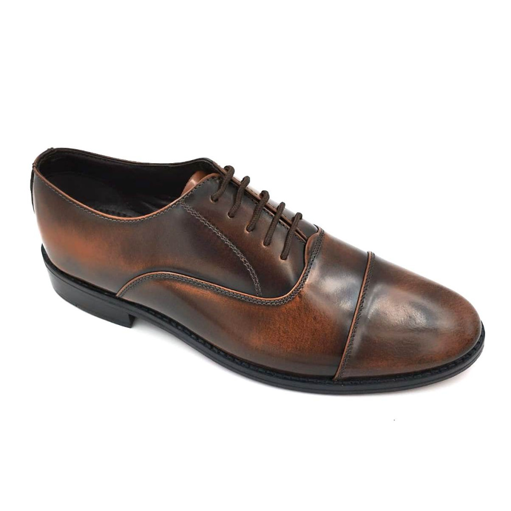 1033 : Balujas Tan Men's Oxford Leather Formal Shoes