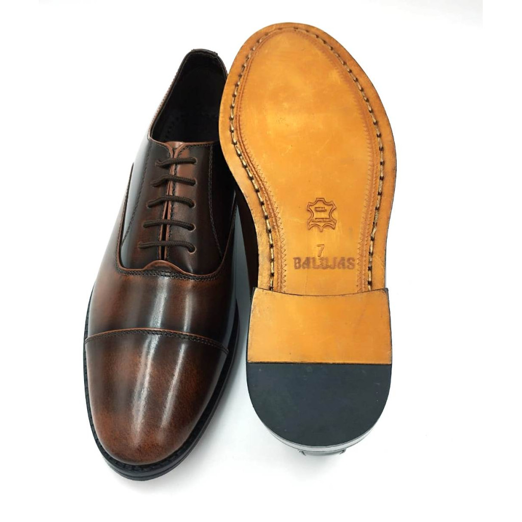 1033 : Balujas Tan Men's Oxford Leather Formal Shoes