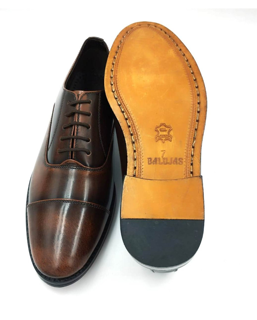 1033 : Balujas Tan Men's Oxford Leather Formal Shoes
