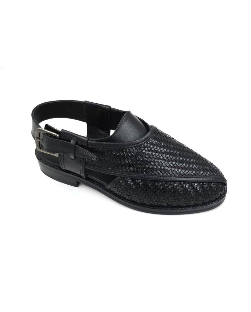 1075: Balujas Black Leather Peshawari (Matt)