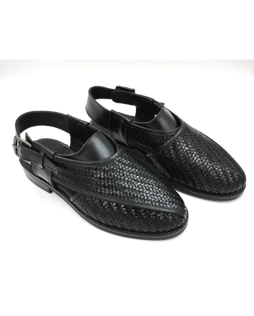 1075: Balujas Black Leather Peshawari (Matt)