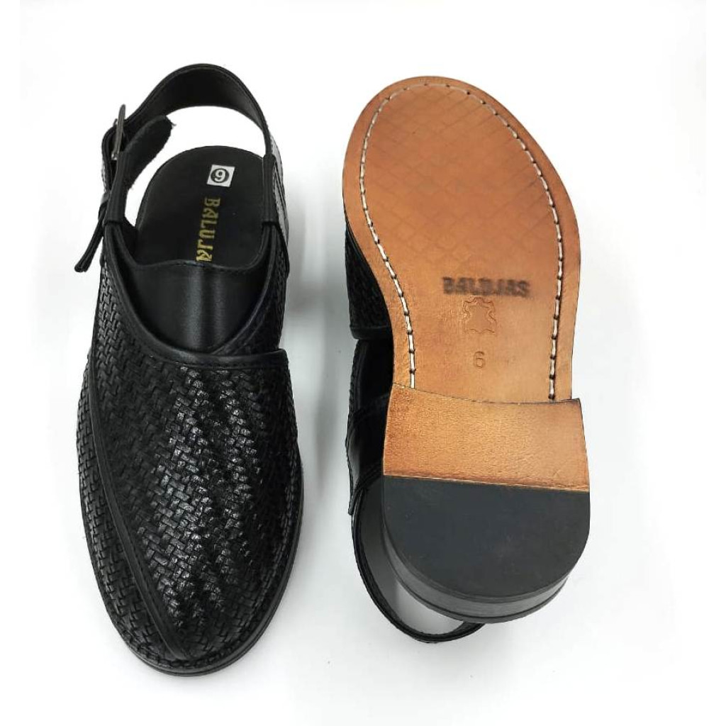 1075: Balujas Black Leather Peshawari (Matt)