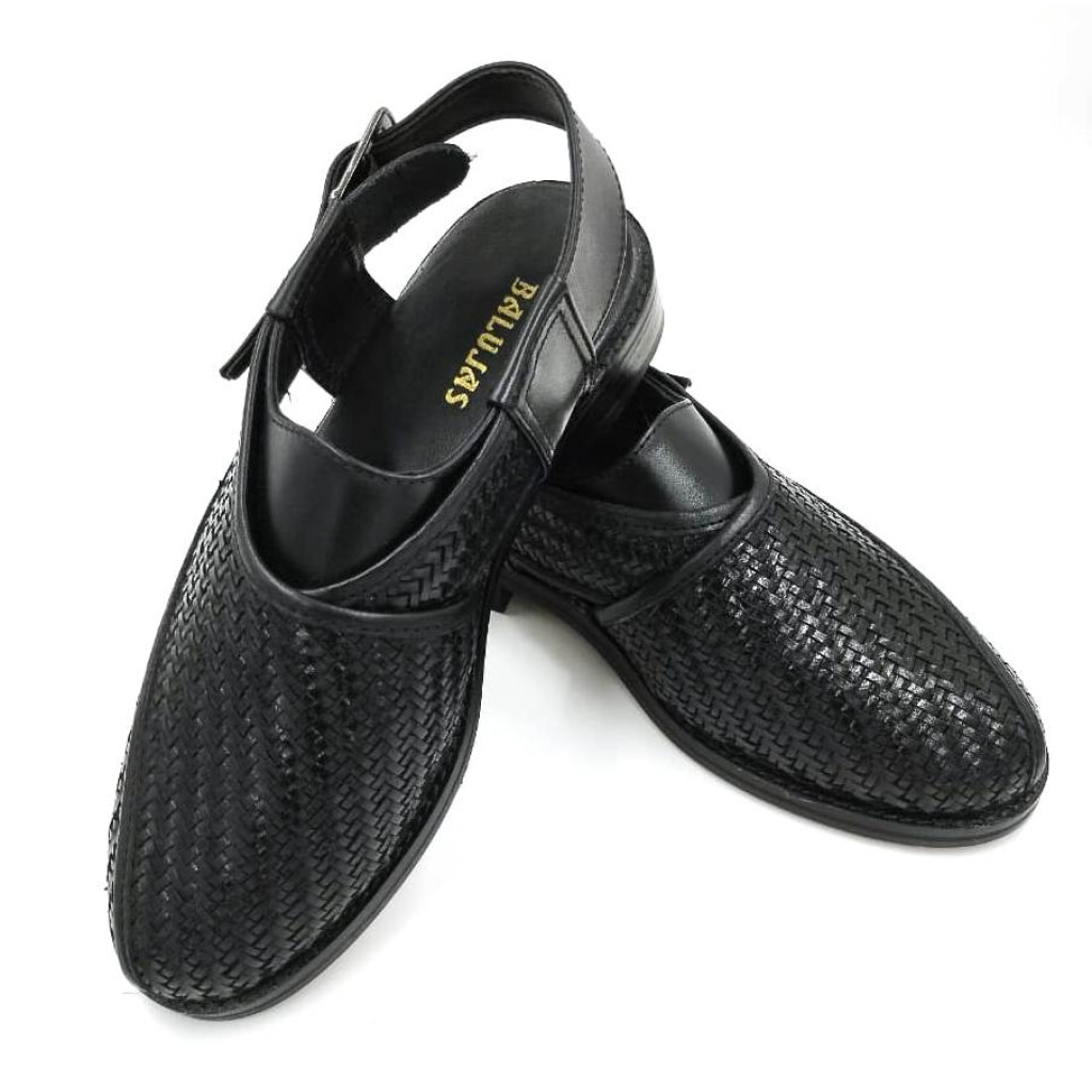 1075: Balujas Black Leather Peshawari (Matt)