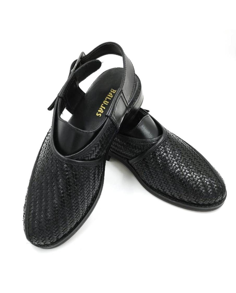 1075: Balujas Black Leather Peshawari (Matt)