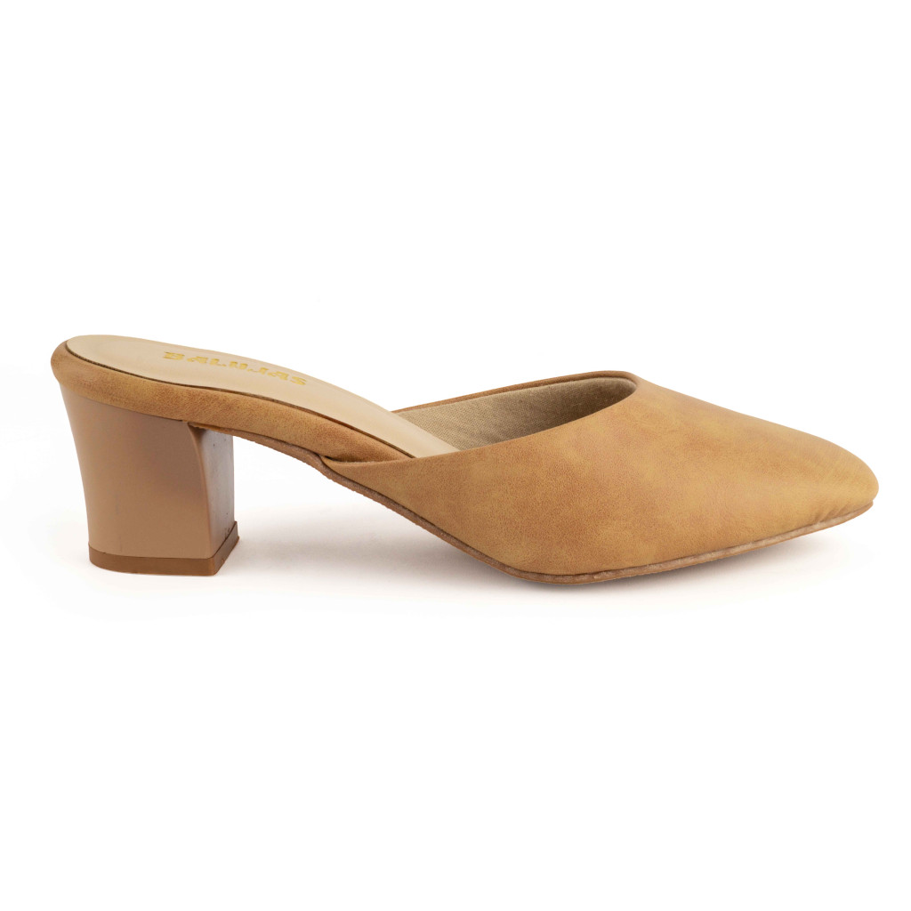 B-265: Balujas Beige Block Heel Slipper