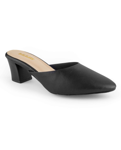 B-265: Balujas Black Block Heel Slipper