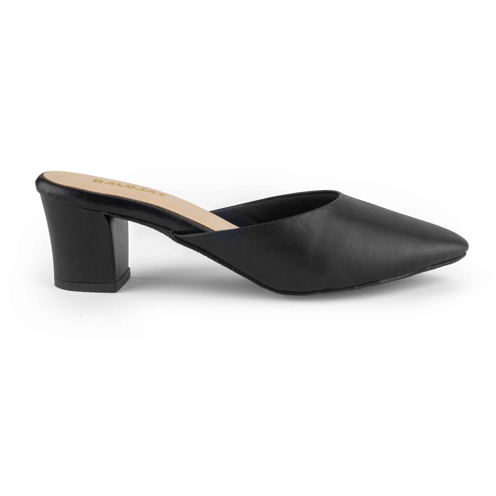 B-265: Balujas Black Block Heel Slipper