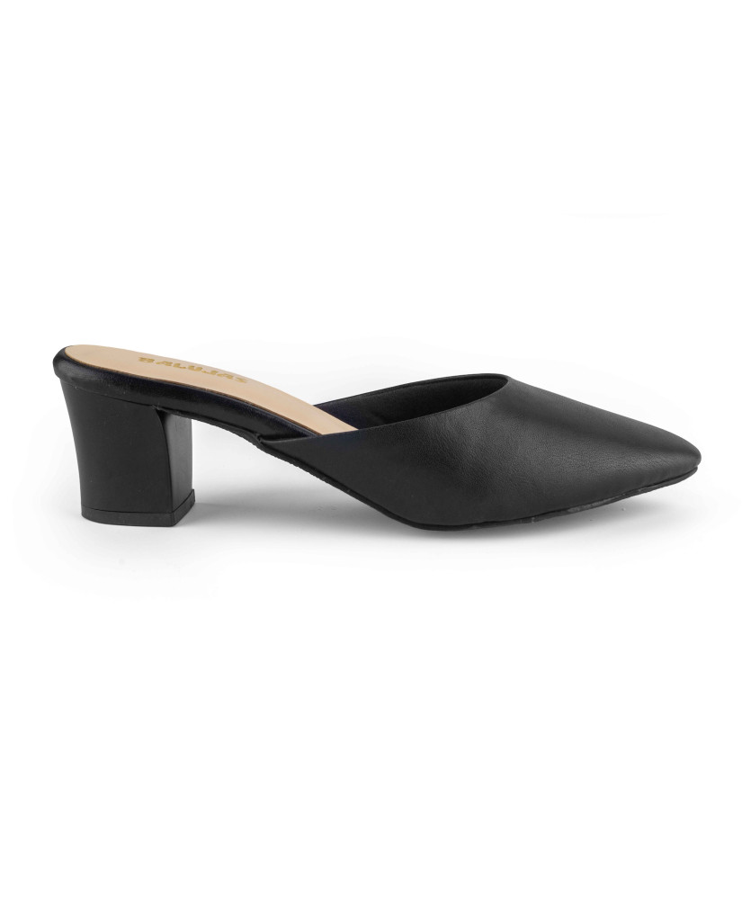 B-265: Balujas Black Block Heel Slipper