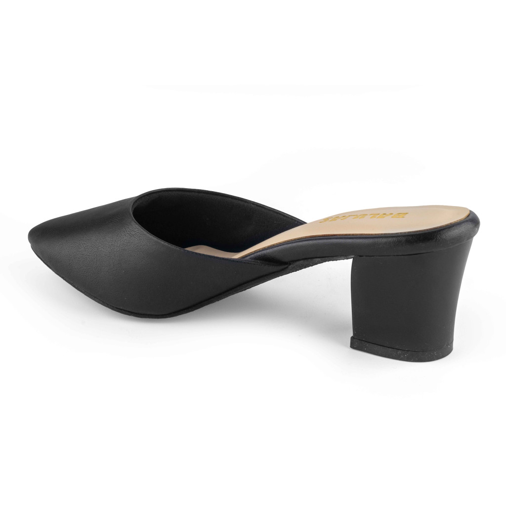 B-265: Balujas Black Block Heel Slipper