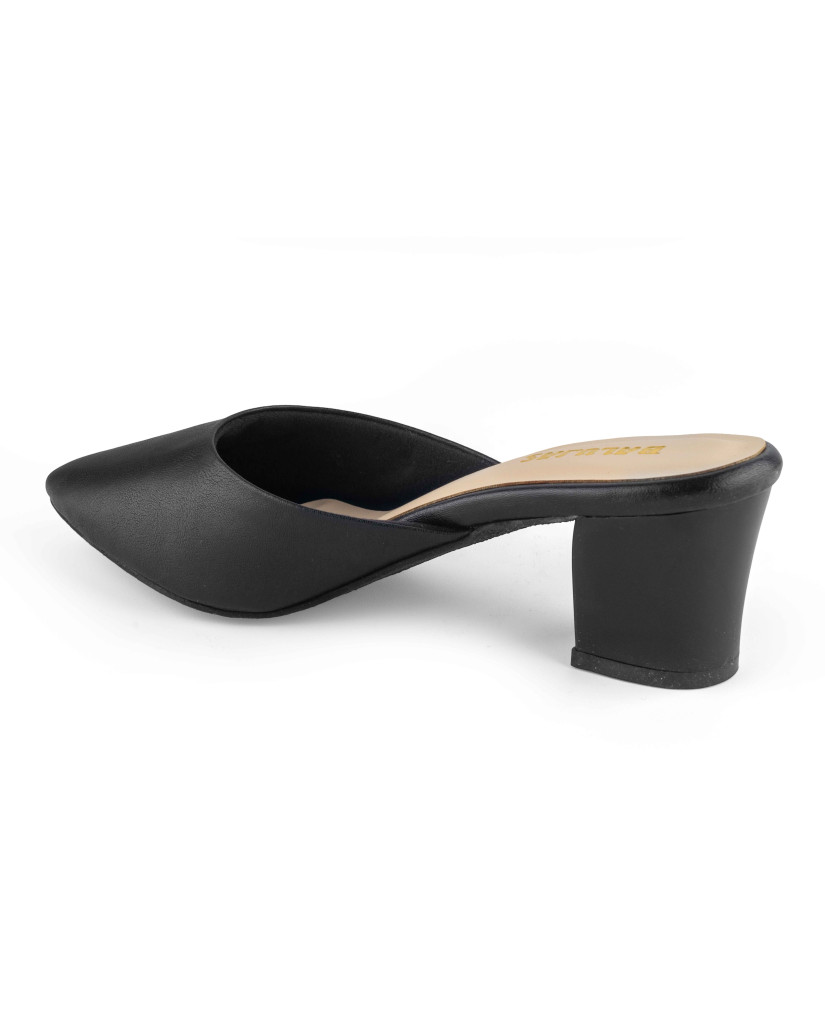 B-265: Balujas Black Block Heel Slipper