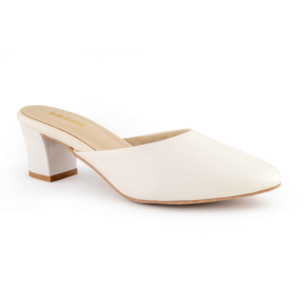 B-265: Balujas White Block Heel Sandal