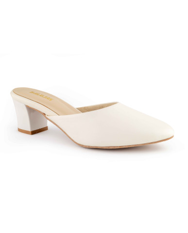 B-265: Balujas White Block Heel Sandal