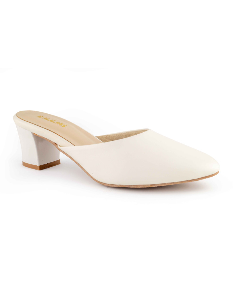 B-265: Balujas White Block Heel Sandal