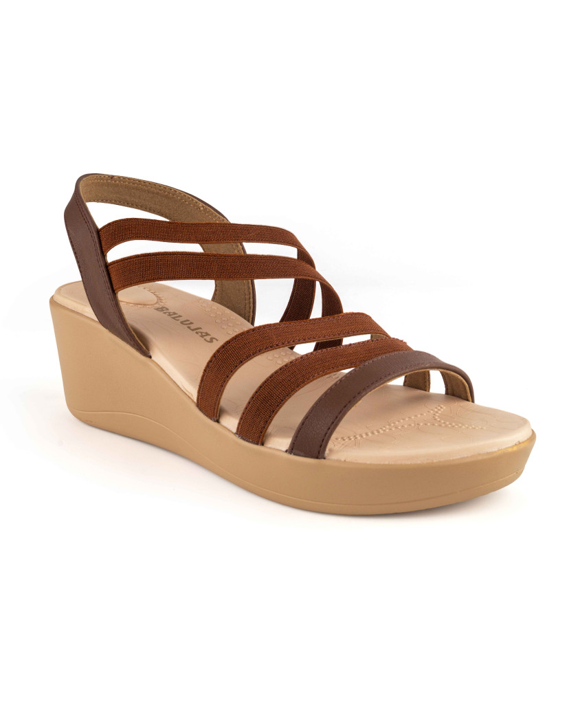 5025-011: Balujas Brown Wedge Heel Sandals