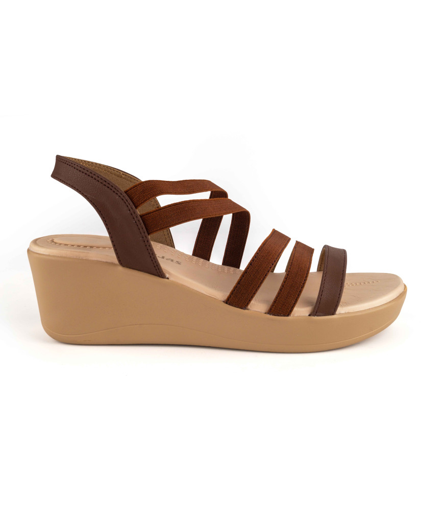 5025-011: Balujas Brown Wedge Heel Sandals