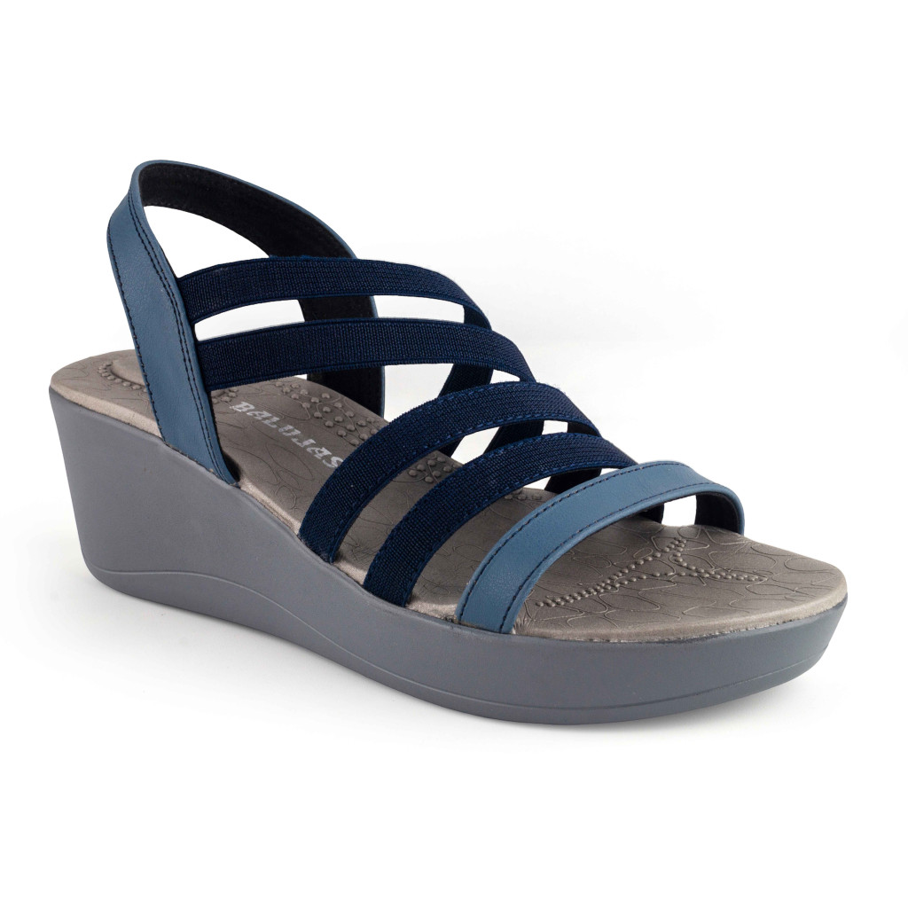 5025-011: Balujas Navy Blue Wedge Heel Sandals