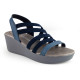 5025-011: Balujas Navy Blue Wedge Heel Sandals