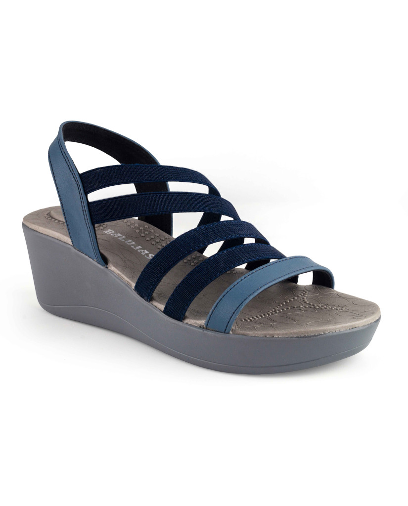 5025-011: Balujas Navy Blue Wedge Heel Sandals