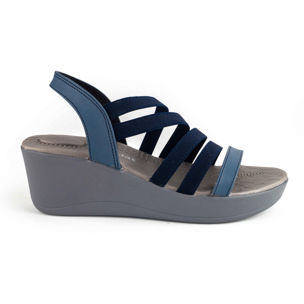 5025-011: Balujas Navy Blue Wedge Heel Sandals