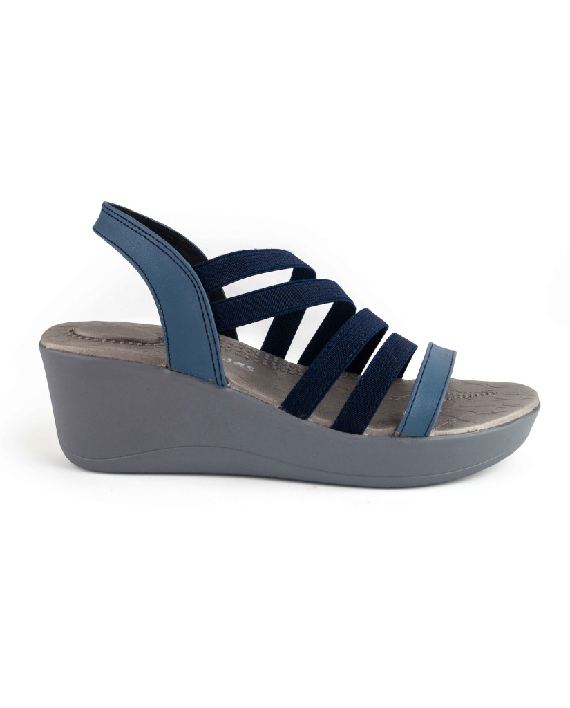5025-011: Balujas Navy Blue Wedge Heel Sandals