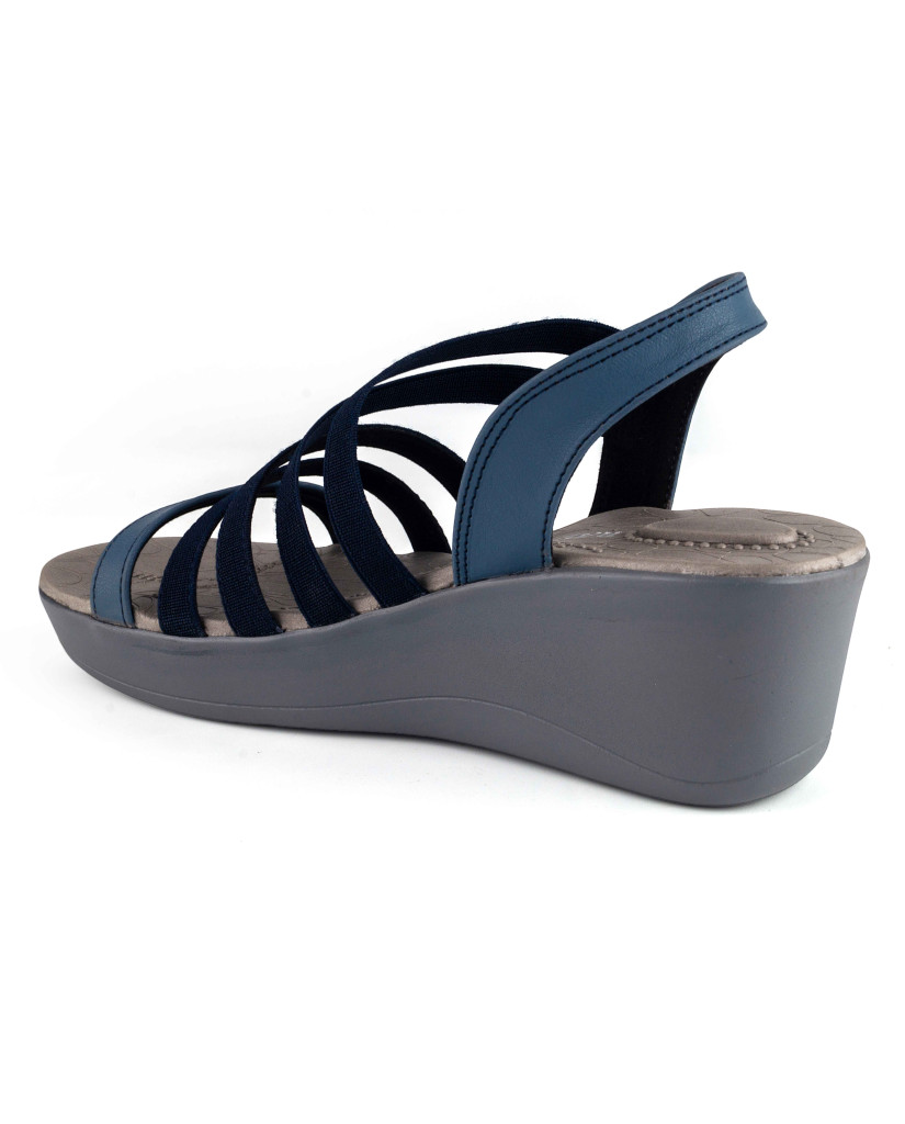 5025-011: Balujas Navy Blue Wedge Heel Sandals