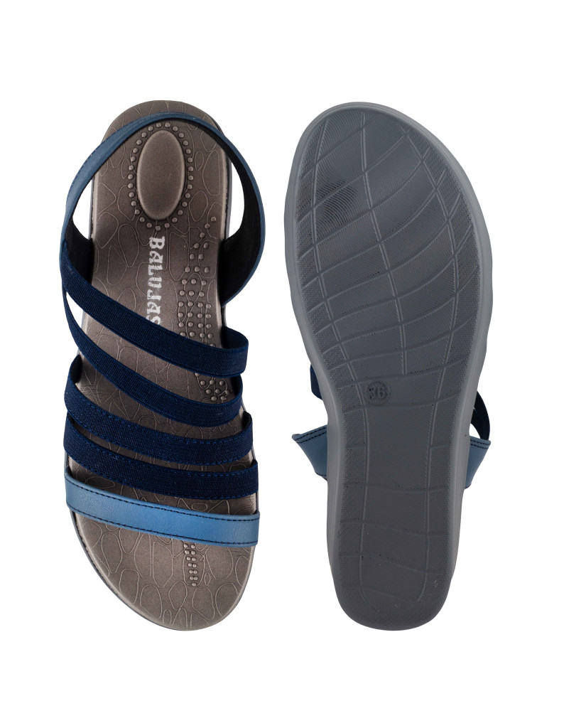 5025-011: Balujas Navy Blue Wedge Heel Sandals