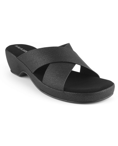 11270: Balujas Black Block Heel Slipper