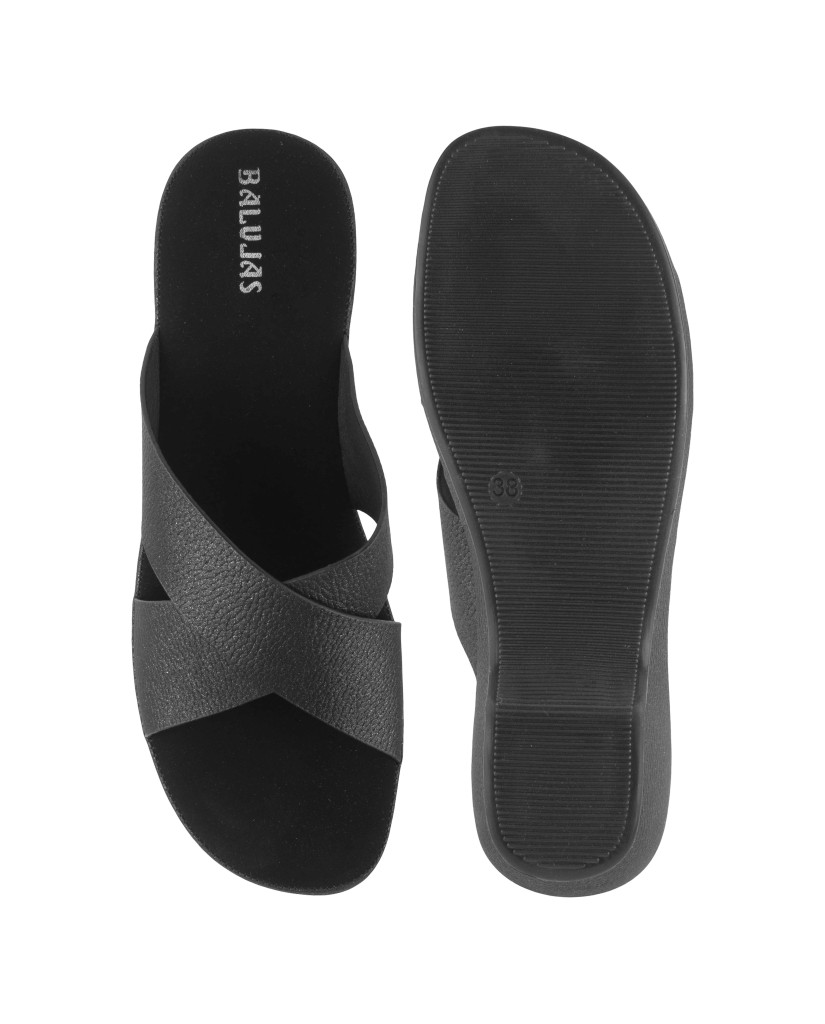 11270: Balujas Black Block Heel Slipper