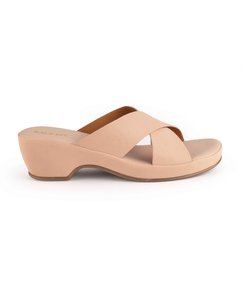 11270: Balujas Nude Block Heel Slipper