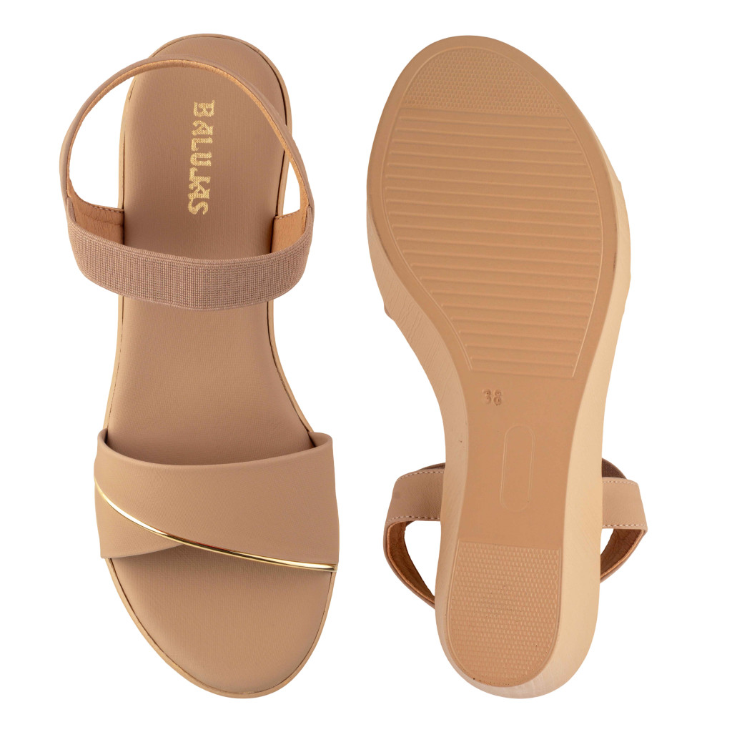 11635 : Balujas Beige Wedge Heel Sandals