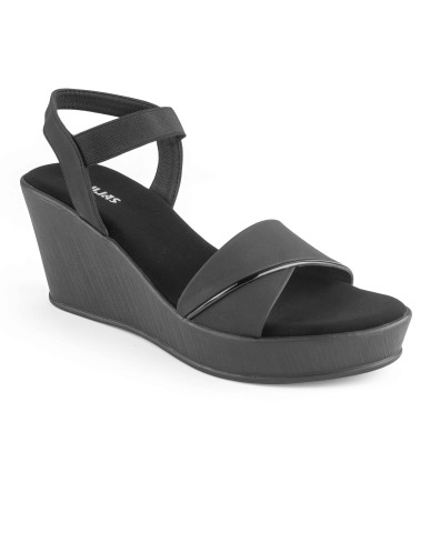 11635 : Balujas Black Wedge Heel Sandals