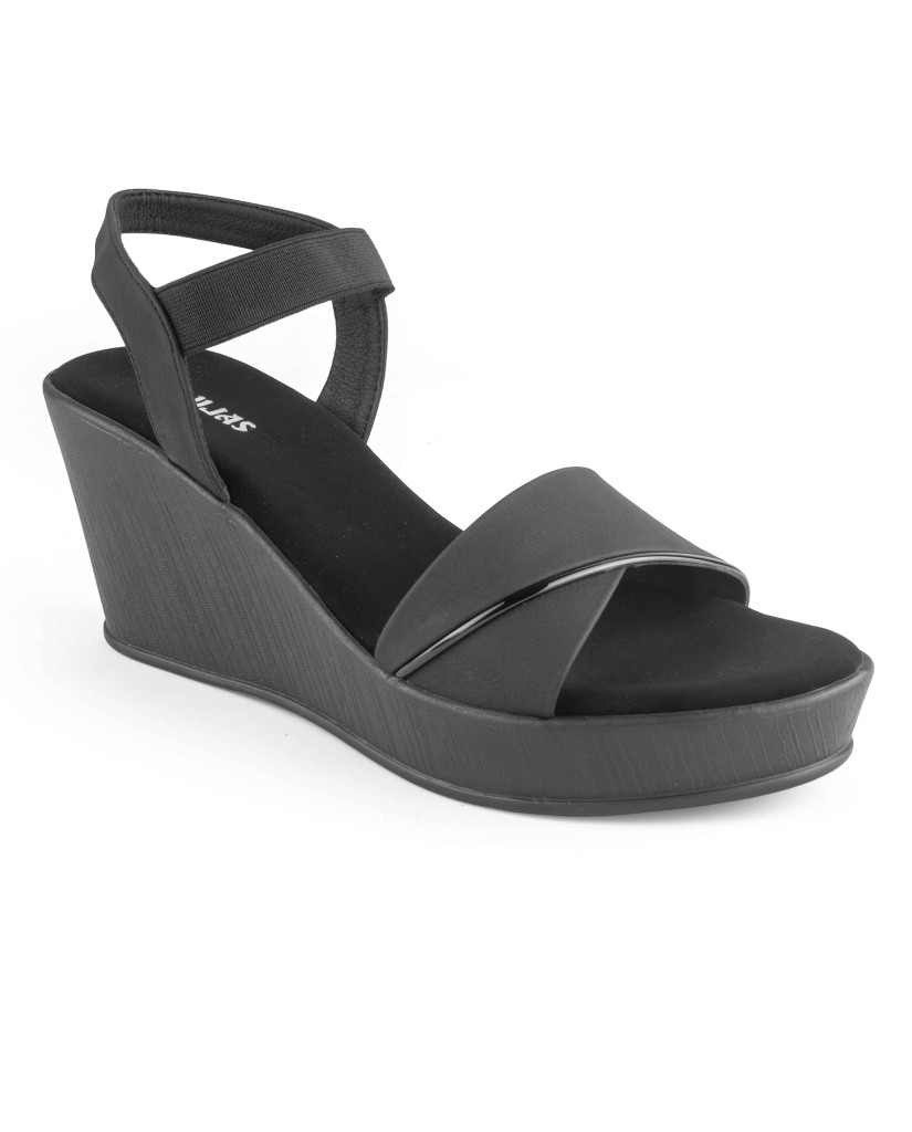 11635 : Balujas Black Wedge Heel Sandals