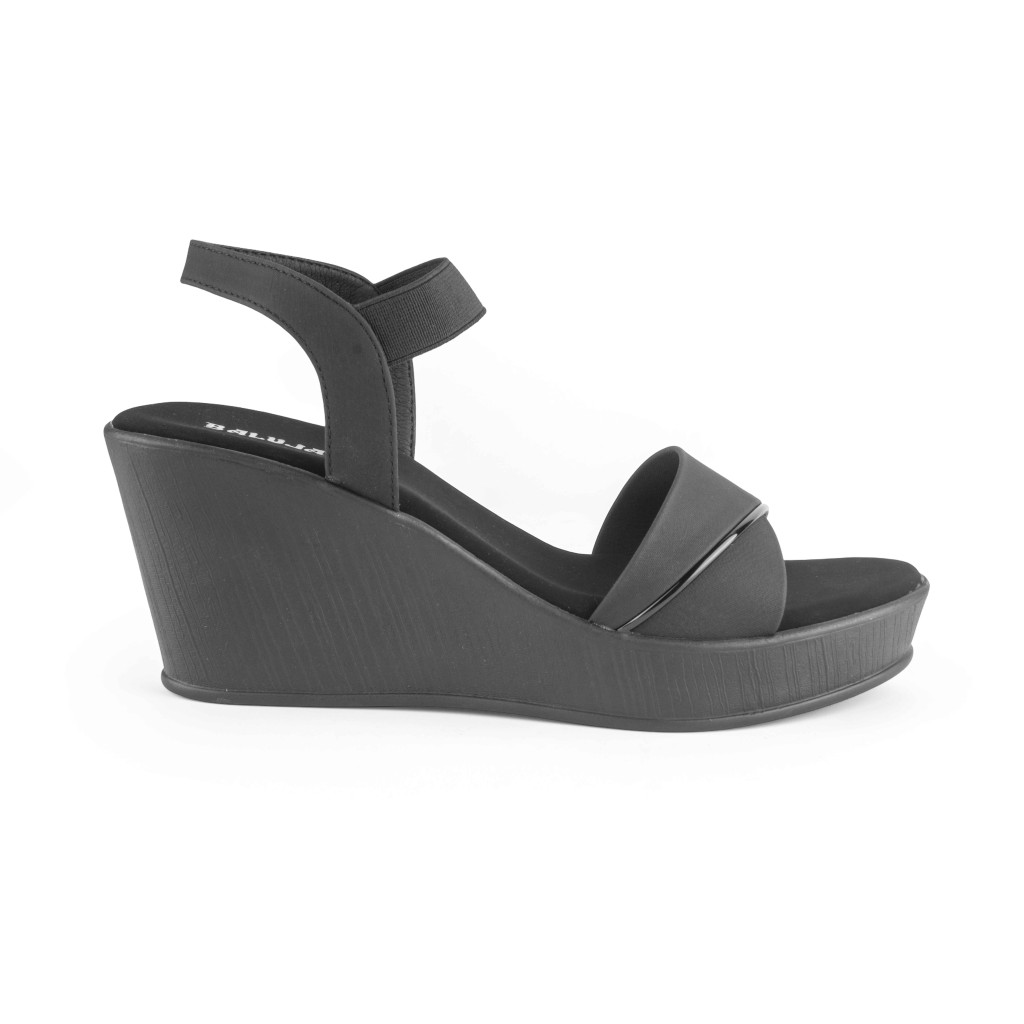 11635 : Balujas Black Wedge Heel Sandals