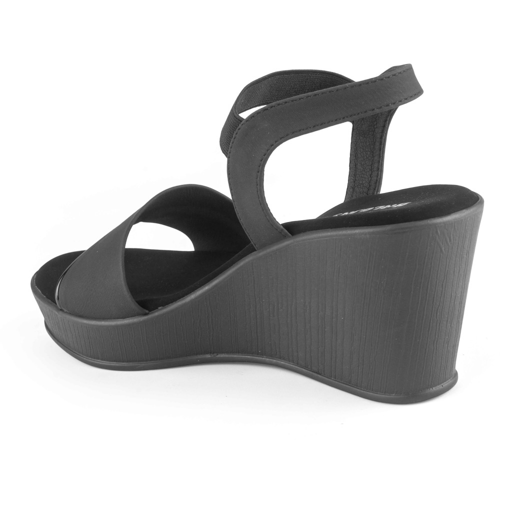 11635 : Balujas Black Wedge Heel Sandals