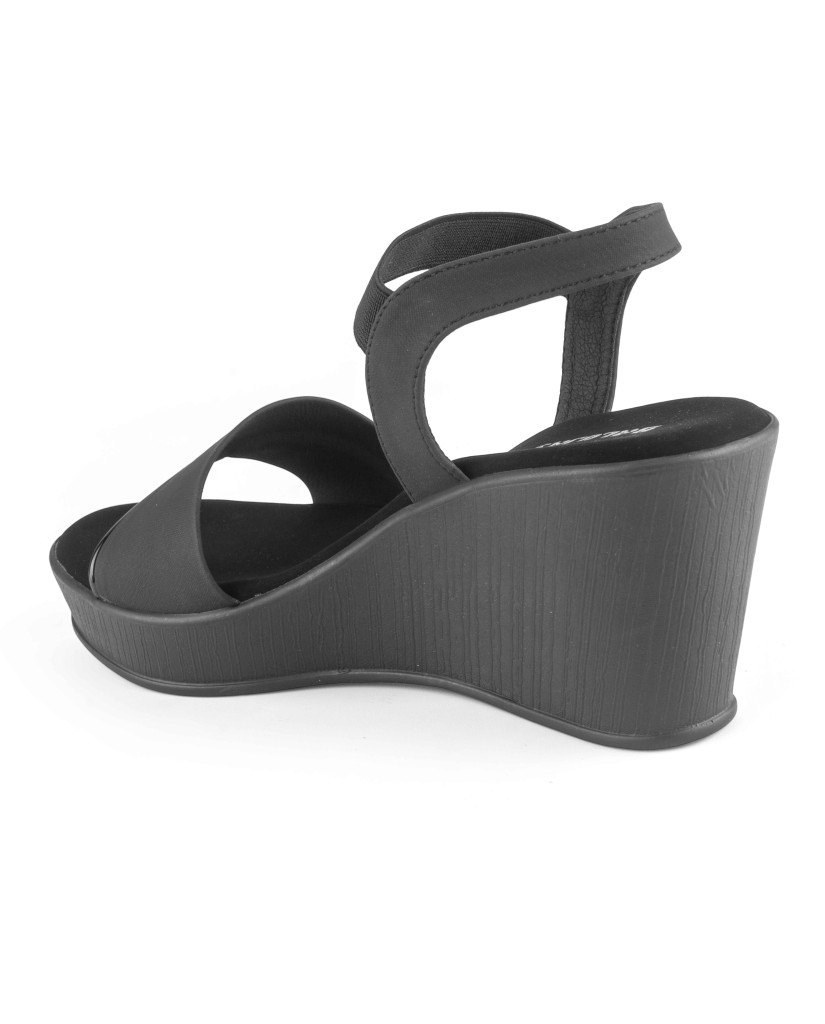 11635 : Balujas Black Wedge Heel Sandals