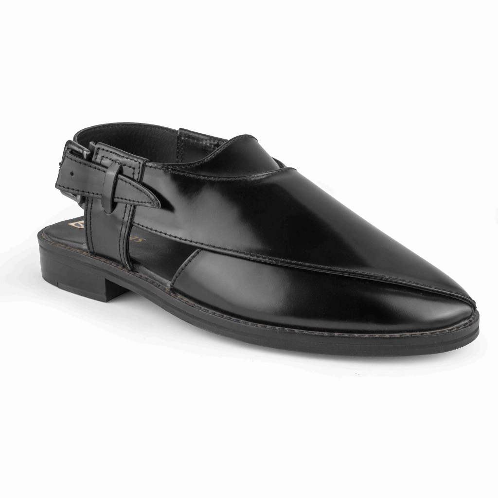 1055: Balujas Black Leather Peshawari