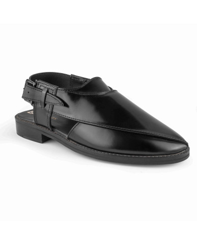 1055: Balujas Black Leather Peshawari