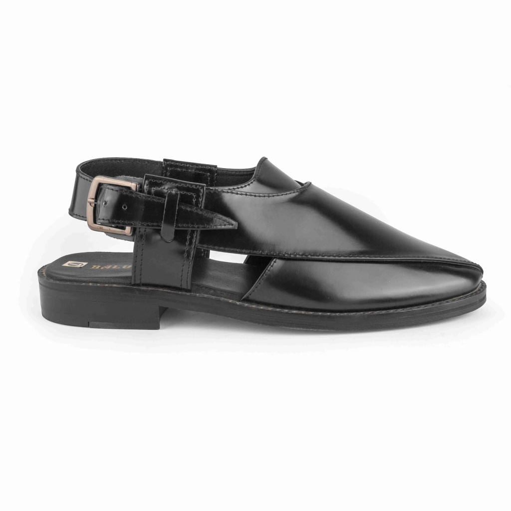 1055: Balujas Black Leather Peshawari