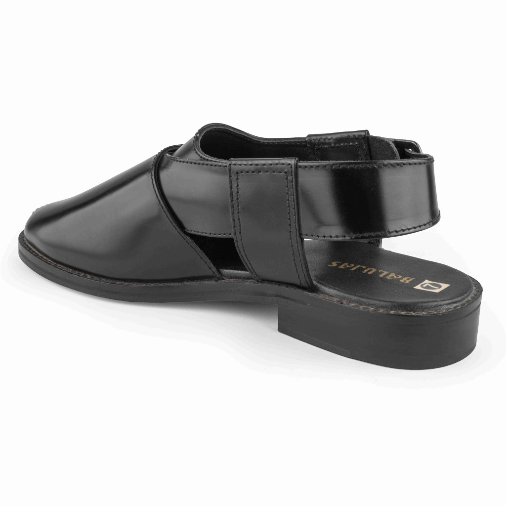 1055: Balujas Black Leather Peshawari