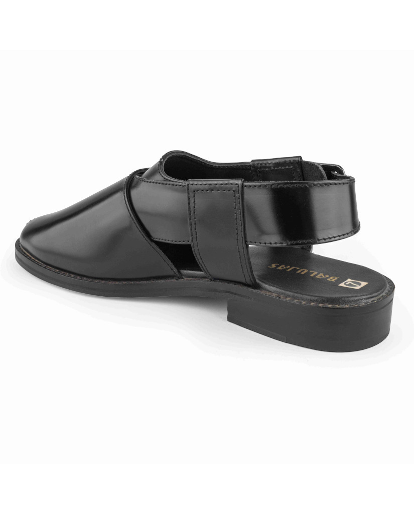 1055: Balujas Black Leather Peshawari