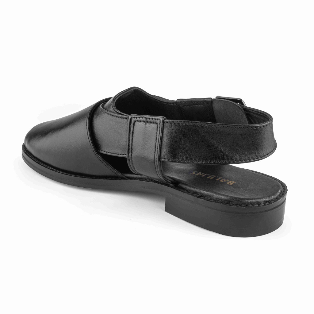 1082 : Balujas Black Leather Peshawari