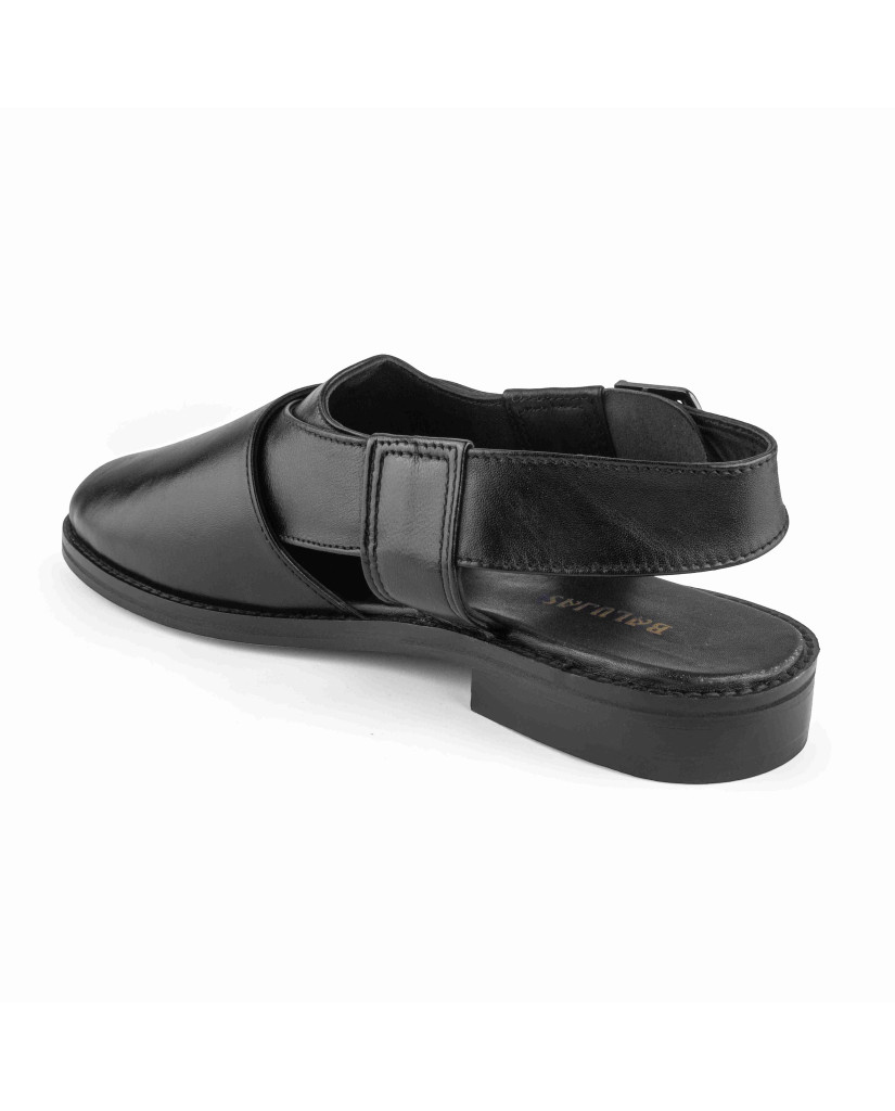 1082 : Balujas Black Leather Peshawari
