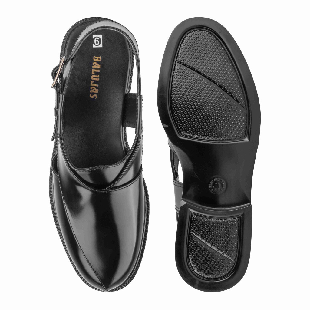 1091: Balujas Black Leather Peshawari