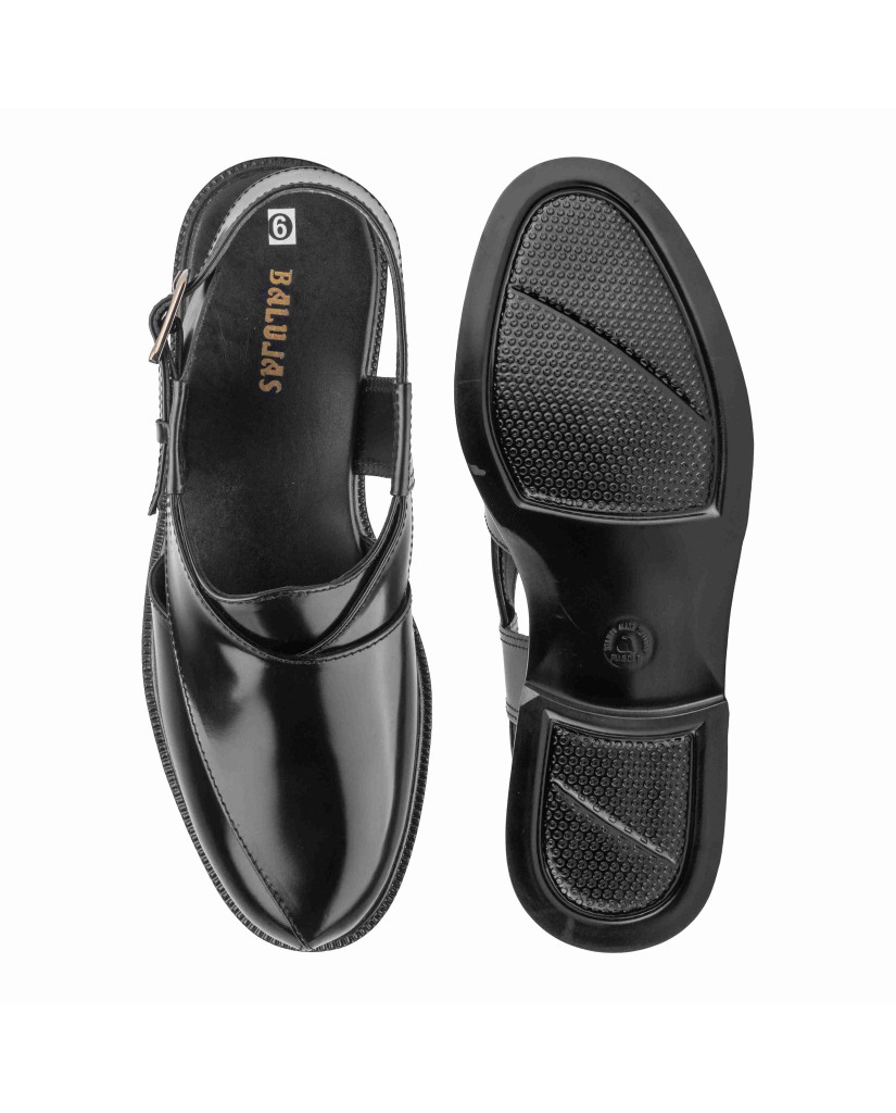 1091: Balujas Black Leather Peshawari