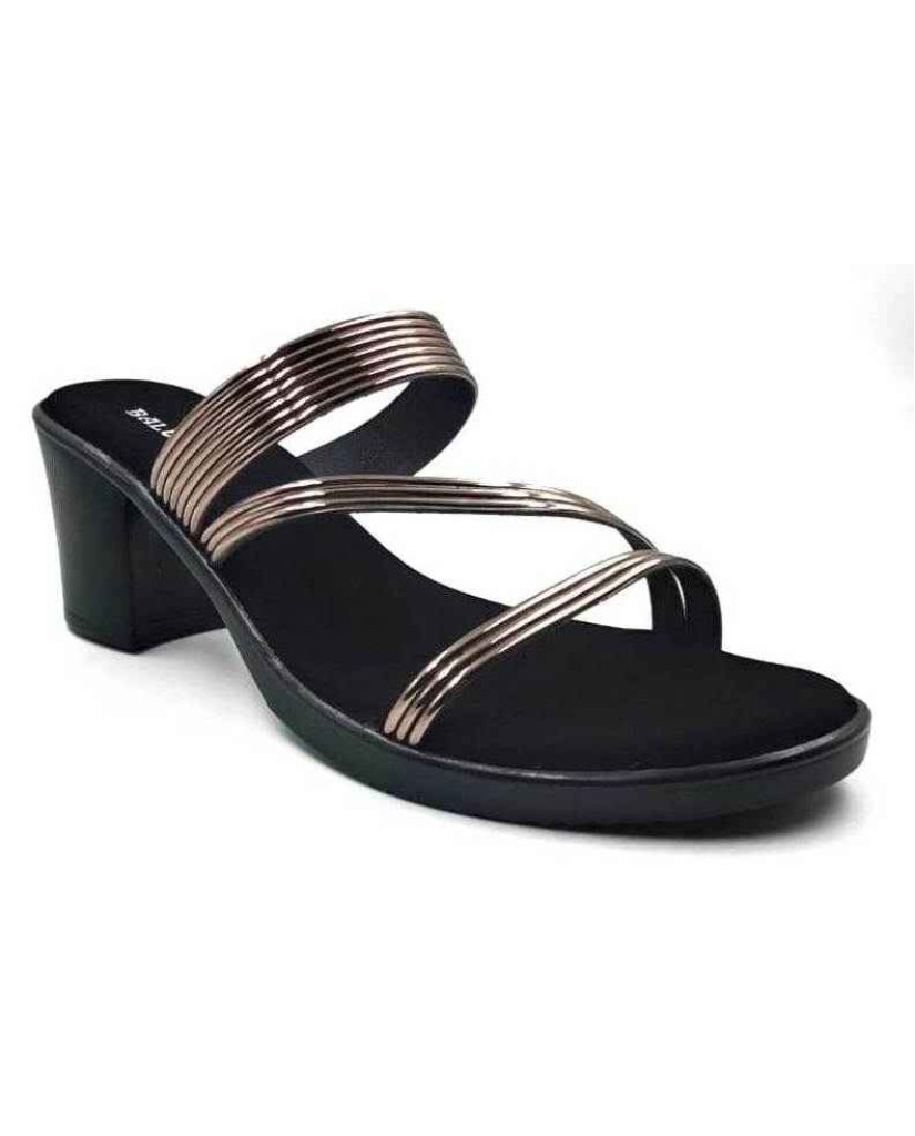 5443-25: Balujas Gunmetal Block Heel Sandals